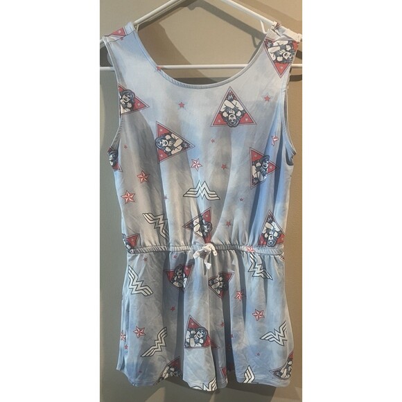 Wonder Woman Girl romper Shorts Blue Girls Size XL - Picture 1 of 3